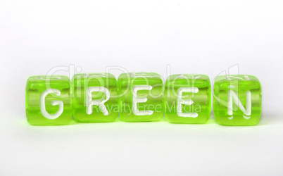 Text Green on colorful cubes