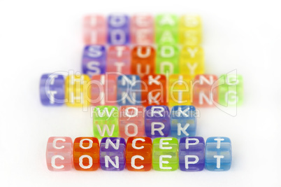 Text Concept on colorful cubes