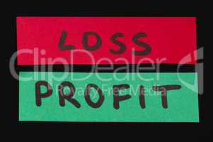 Loss and profit text conception