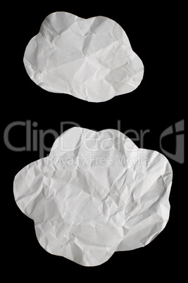 A piece of crumpled paper.Shaped clouds