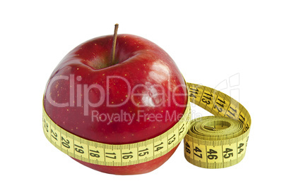 Yellow tape Measure with red Apple
