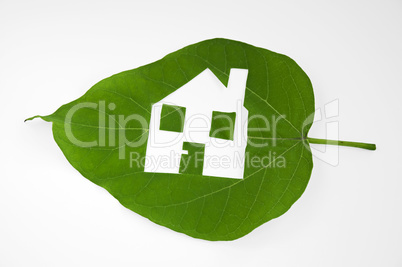 Leaf cutted house. Real estate