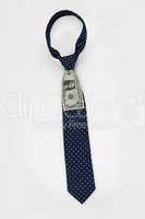 Blue business tie with one dollar