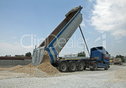 Truck unload rocks