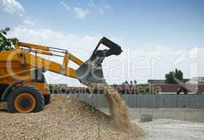 Excavator unload gravel