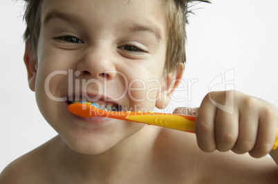 Boy washing teeth