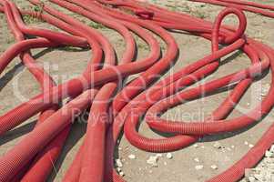 Red braided and turned tubes