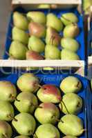 Pears in the crates in Wholesale market
