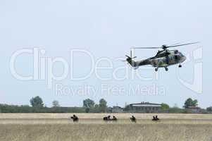 Military operation with helicopters