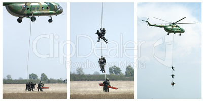 Military operation with helicopters