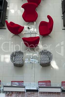 Luxurious red chairs in restaurant and bar