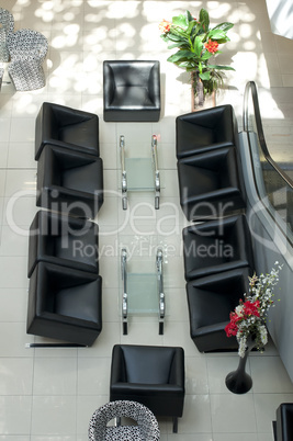 Luxurious black chairs in a bar