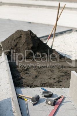 Tiling of pavement and sand pile