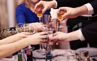 group of people toasting at a celebration