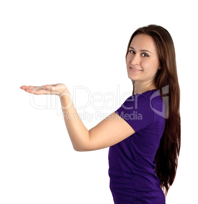 woman holding blank copy space