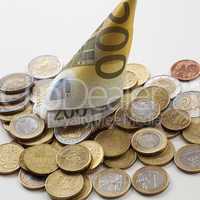 euro paper money and coins