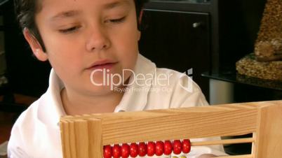 Student counting  with abacus