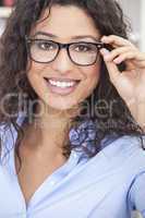 woman girl wearing geek glasses