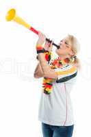 Fußballfrau mit Vuvuzela