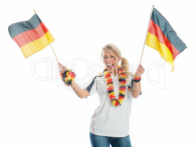 Fußballfrau mit Deutschlandflaggen