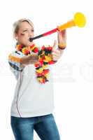 Fußballfrau mit Vuvuzela
