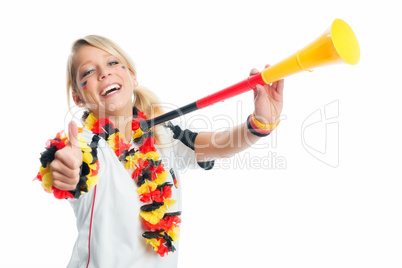 Fußballfan mit Vuvuzela
