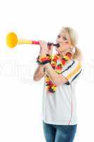Fußballfan mit Vuvuzela