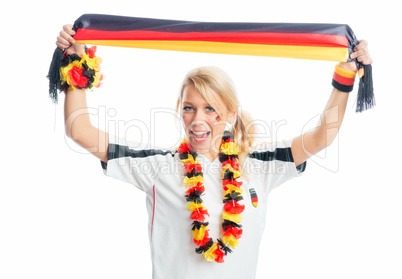 Fußballfrau mit Fanschal