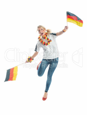 Fußballfrau mit Deutschlandflaggen