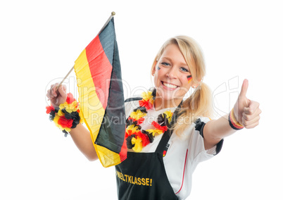 Fußballfrau mit Deutschlandflagge