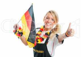 Fußballfrau mit Deutschlandflagge