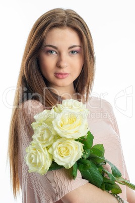 Mädchen mit weissen Rosen