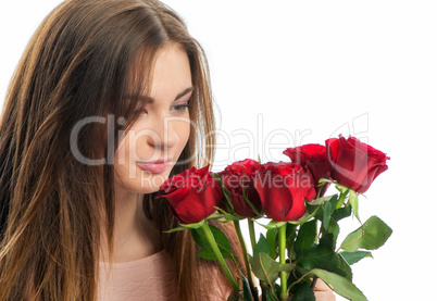 Mädchen mit roten Rosen