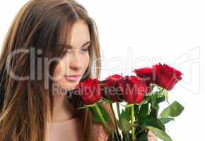 Mädchen mit roten Rosen