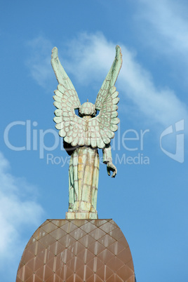 back of an angel statue, Notre Dame de Bonsecours Chapel in Montreal