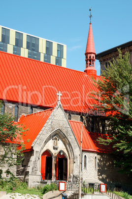 red roof church in Montreal
