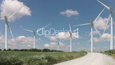 Wind farm and clouds. Timelapse