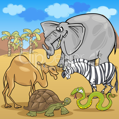 african safari animals cartoon illustration