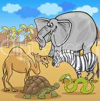 african safari animals cartoon illustration