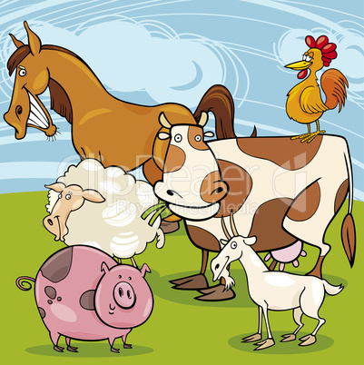 farm animals cartoon group
