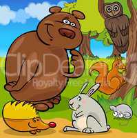 forest wild animals cartoon group