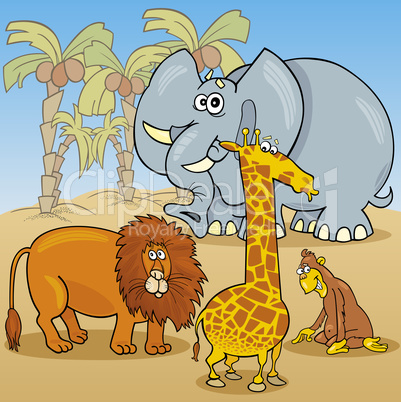 cute african animals cartoon illustration