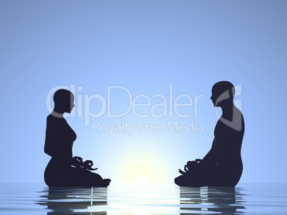 couple meditation - 3d render