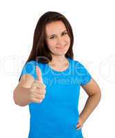 woman showing thumb up