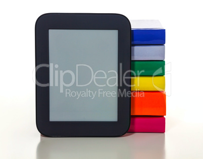 Electronic book reader with hard cover books