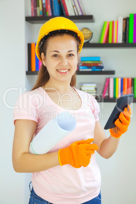 Young attractive lady architect Young attractive lady architect
