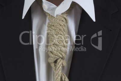 businessman with noose around the neck