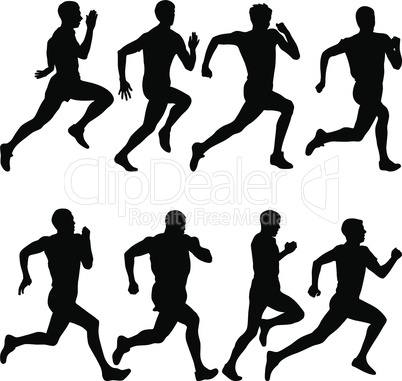 Set running silhouettes. Vector illustration.