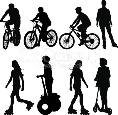 Set silhouette of a cyclist.  vector illustration.