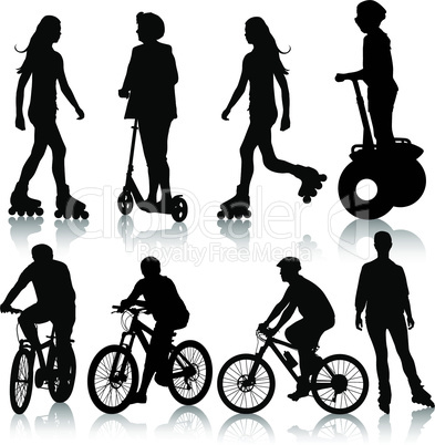 Set silhouette of a cyclist.  vector illustration.